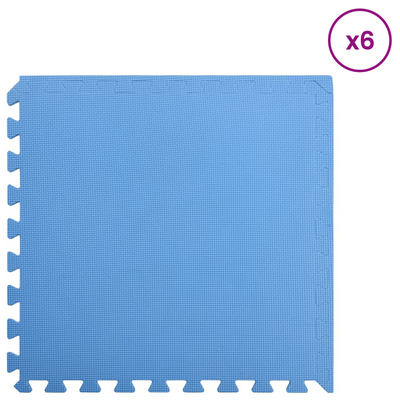 Poolbundmåtte 6 pcs Blå 2,16 ㎡ EVA skum