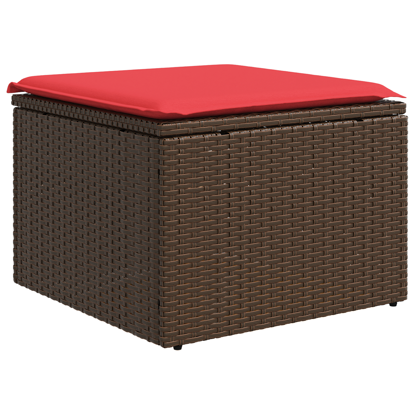 haveskammel med hynde brun 55x55x37 cm polyrattan