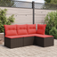 haveskammel med hynde brun 55x55x37 cm polyrattan