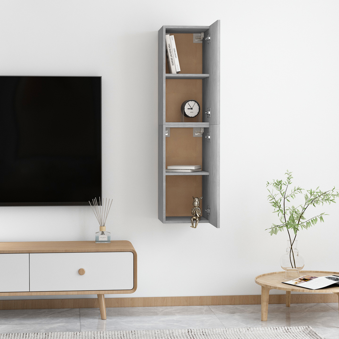 | Væghængt TV Skab | Vægmonteret 2 pcs Betongrå 30.5 x 30 x 60 cm