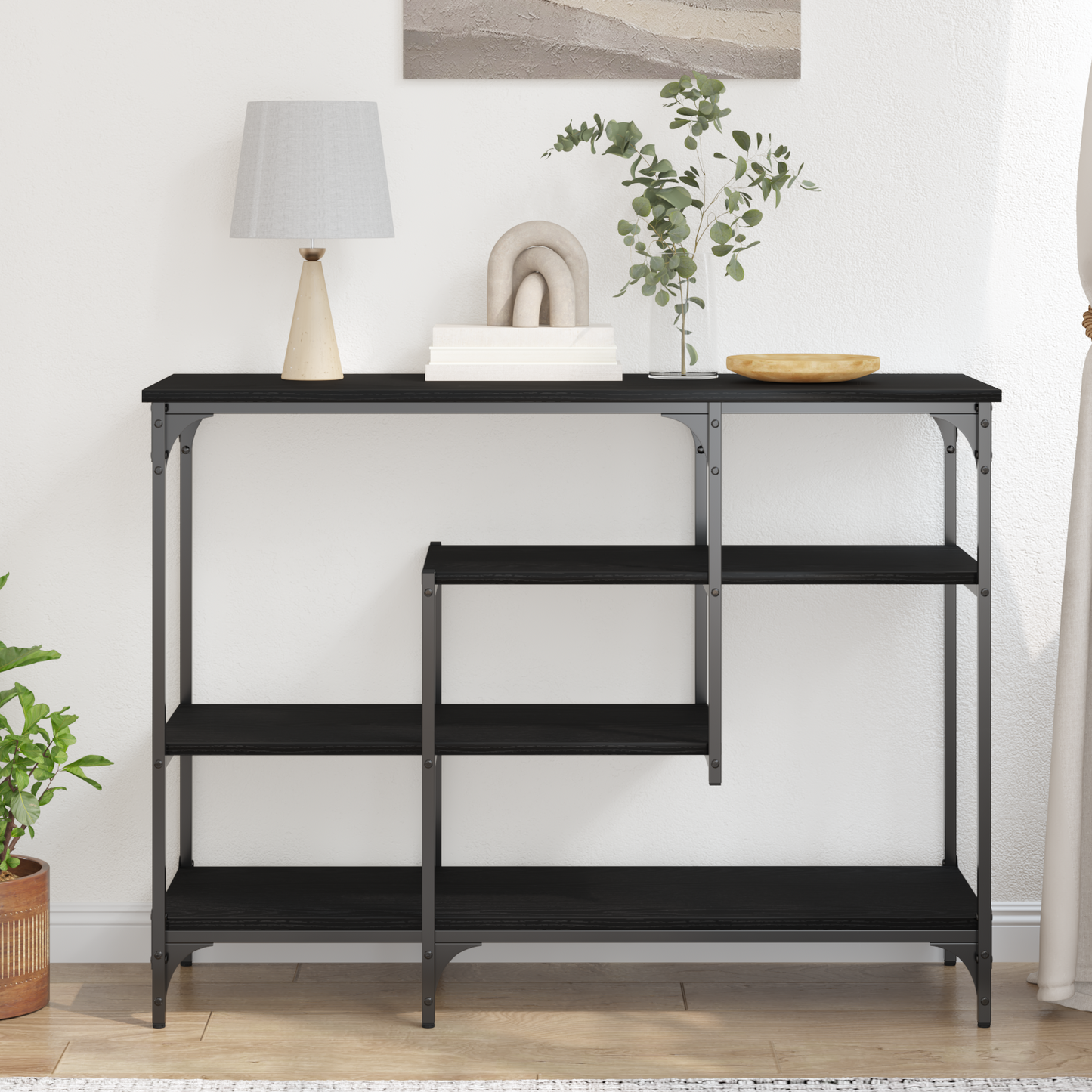 Konsolbord Sort eg 100 x 35 x 75 cm Laminat træ og metal
